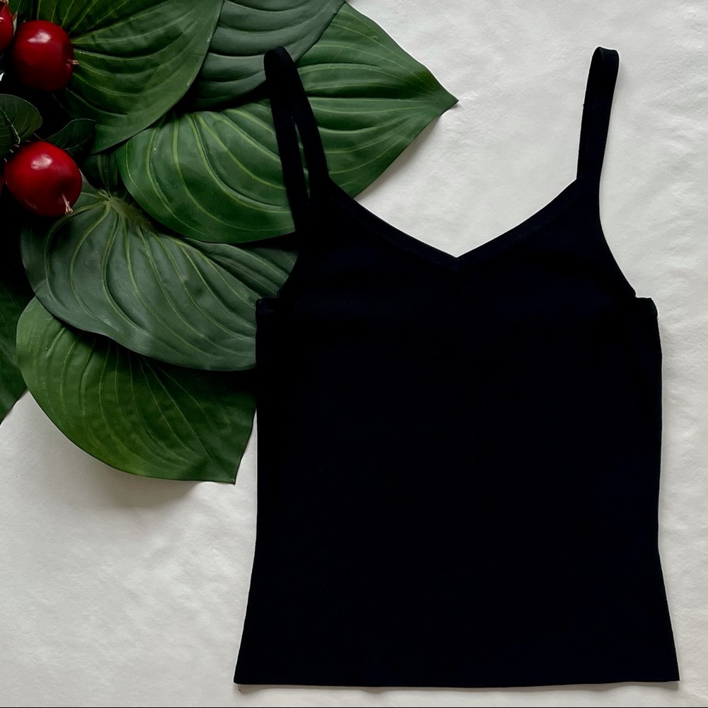 Venini Black V-Neck Stretchy Tank Top w/Slim Straps M (Women’s)